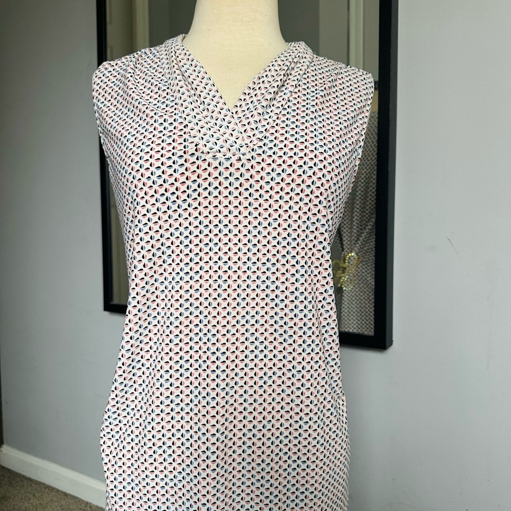 Talbots White and Blue Patterned Top